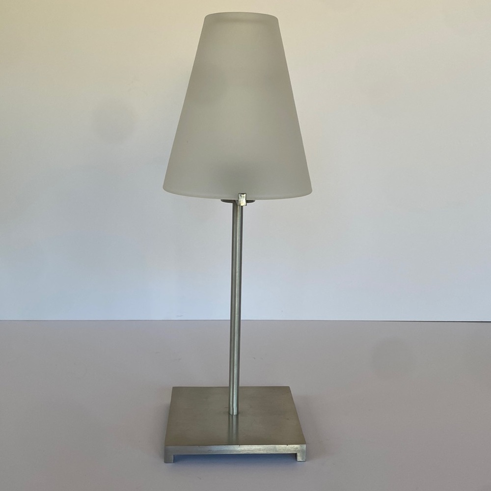 Illuminations vintage candle holder. Frosted glass and brushed silver